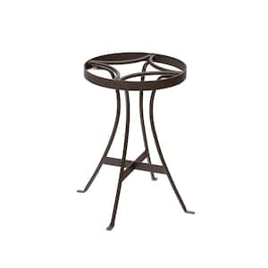 15.5 in. H Wrought Iron Tara Plant Stand Roman Bronze Powder Coat Finish for Indoor Outdoor -Small, Patio Garden Accent