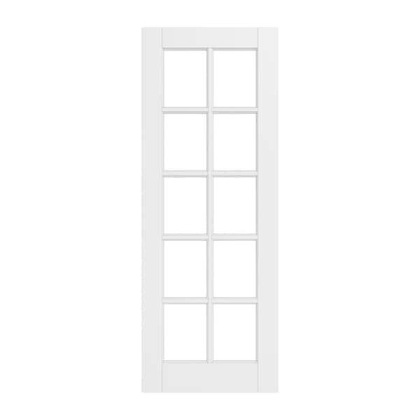 30 in. x 96 in. 10-Lite Tempered Clear Glass Solid Core White Primed MDF Multi-Usage Interior Door Slab without Hardware
