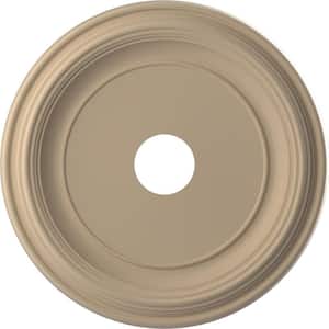 1 in. O.D. x 3-1/2 in. I.D. x 1-1/2 in. P Traditional Thermoformed PVC Ceiling Medallion, UltraCover Satin Smokey Beige