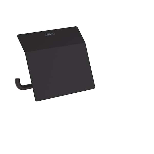 Hansgrohe AddStoris Wall Mount Toilet Paper Holder with Cover in Matte Black