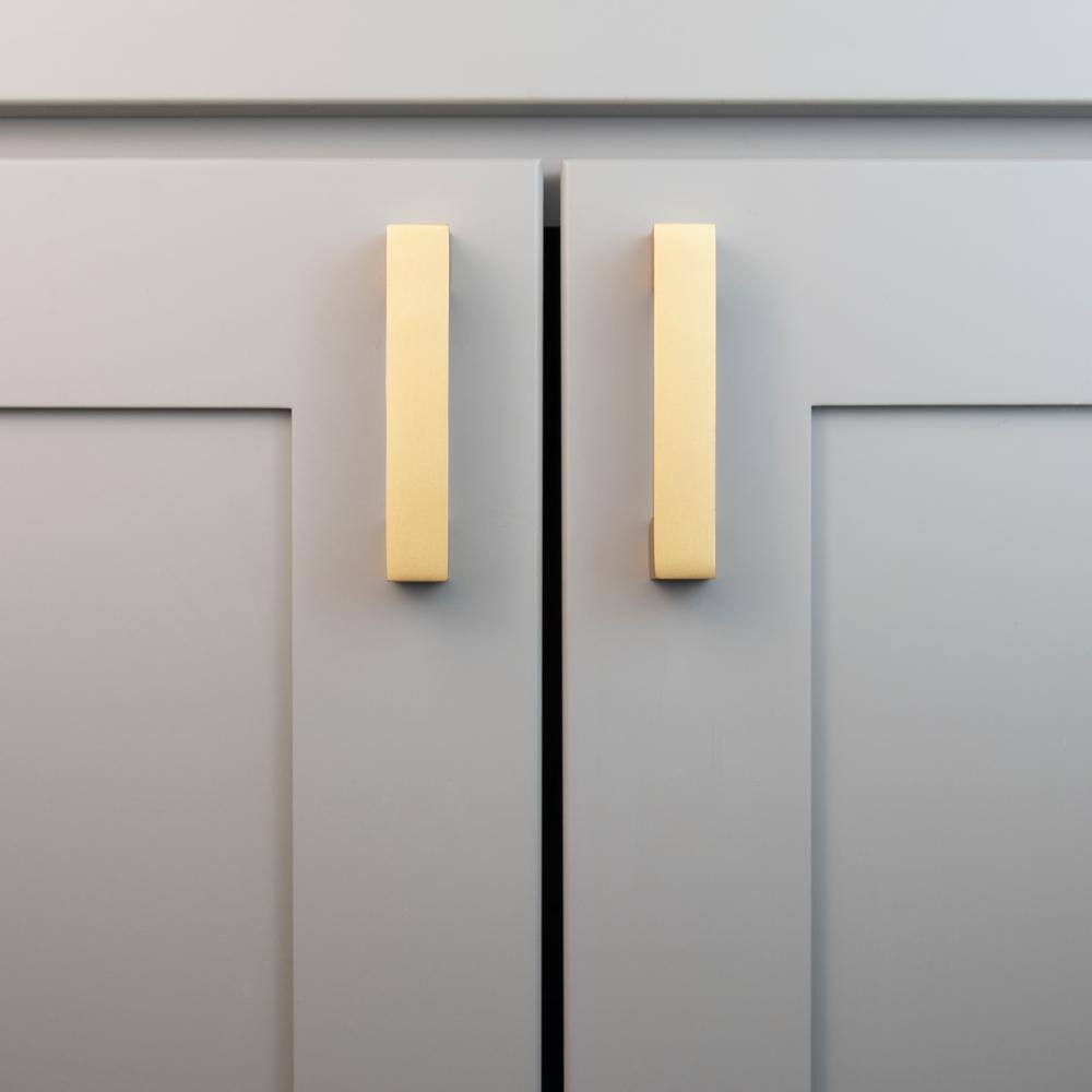Brushed Brass Modern Bar Pulls with Mounting Hardware