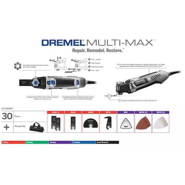 Dremel Mm40-dr-rt 120v 2.5 Amp Brushed Multi-max High Performance Corded  Oscillating Tool Kit Manufacturer Refurbished : Target