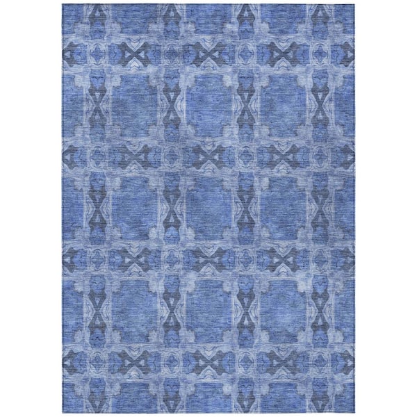 Addison Rugs Chantille ACN564 Denim 8 ft. x 10 ft. Machine Washable Indoor/Outdoor Geometric Area Rug
