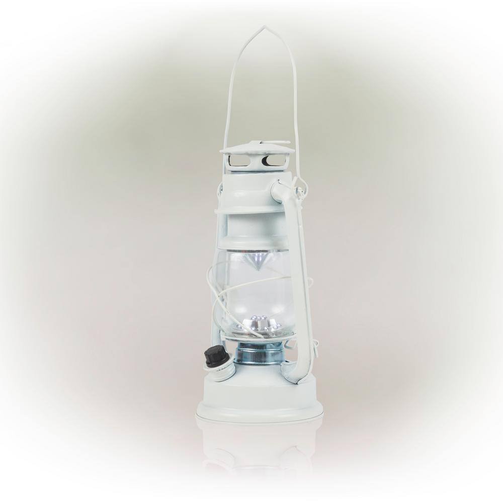 White 14'' Vintage Style LED Hurricane Lantern