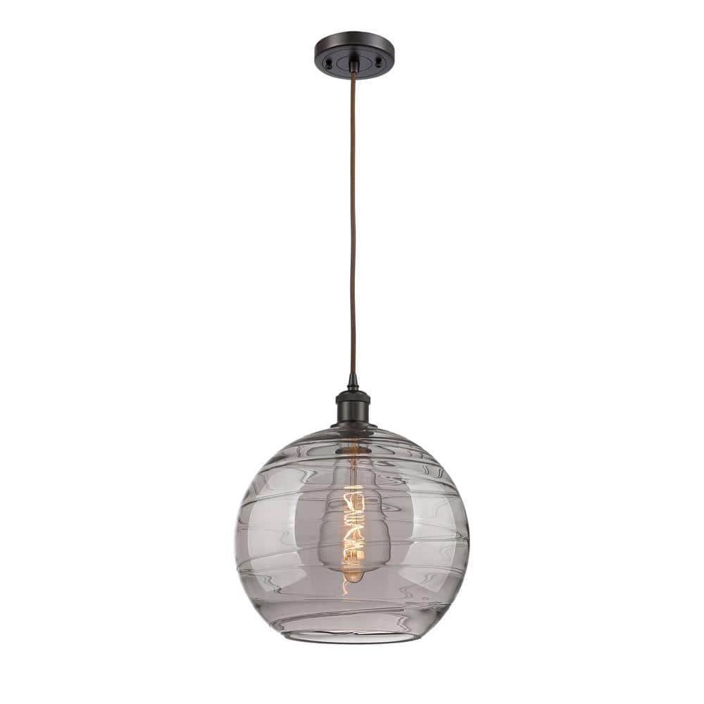Athens Deco Swirl 100-Watt 1-Light Oil Rubbed Bronze Standard Mini Pendant Light with Painted Glass Shade price history on PriceWatchPro