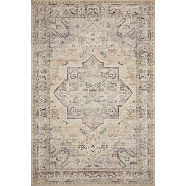 LOLOI II Hathaway Multi/Ivory 3 ft. 6 in. x 5 ft. 6 in. Traditional Distressed Printed Area Rug