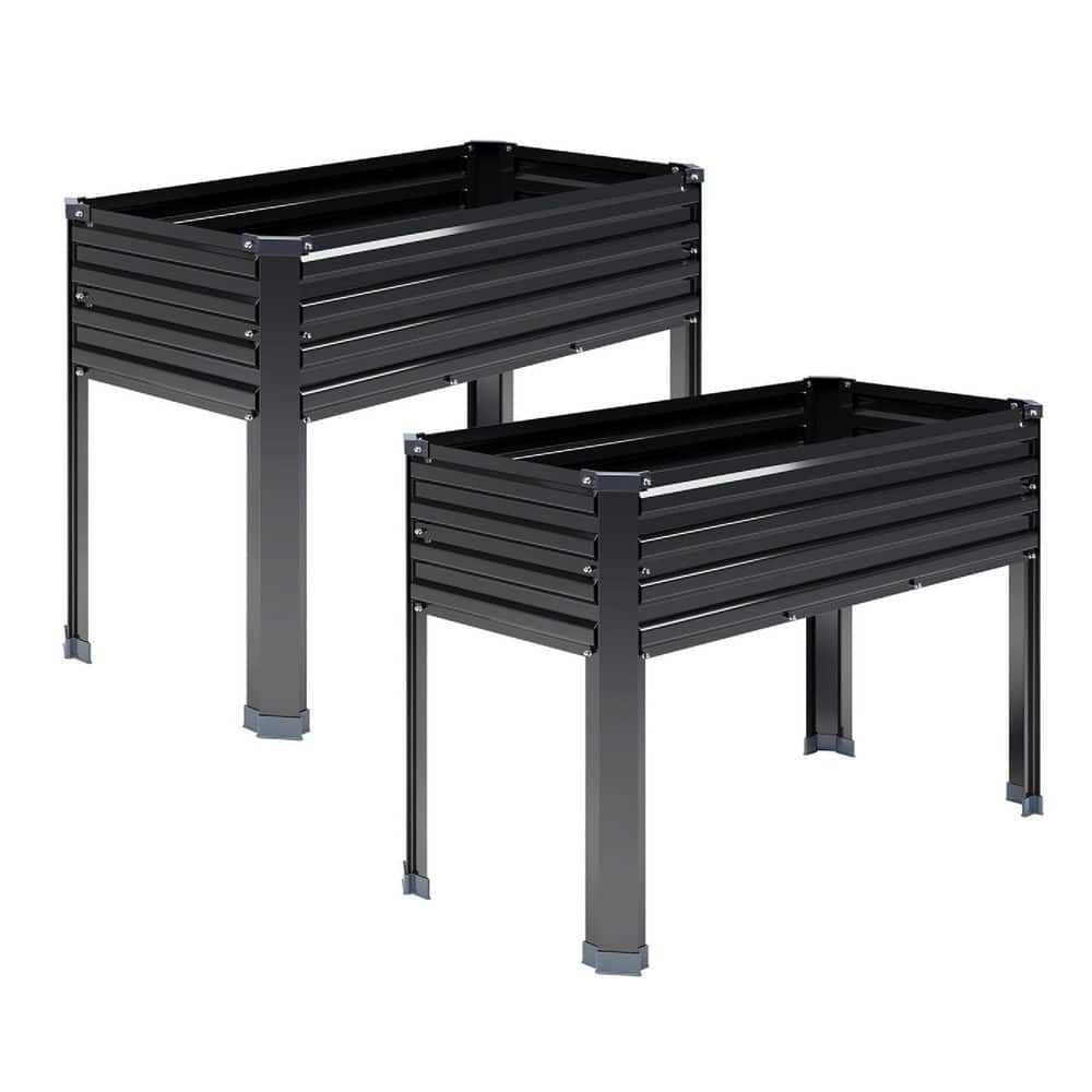 48 in. x 18 in. x 30 in. Black Galvanized Steel Rectangular Outdoor Raised 