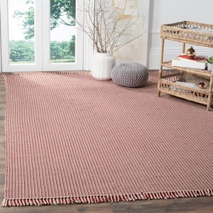 Montauk Ivory/Red 6 ft. x 6 ft. Square Solid Area Rug