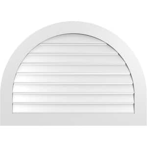 42 in. x 30 in. Round Top White PVC Paintable Gable Louver Vent Functional