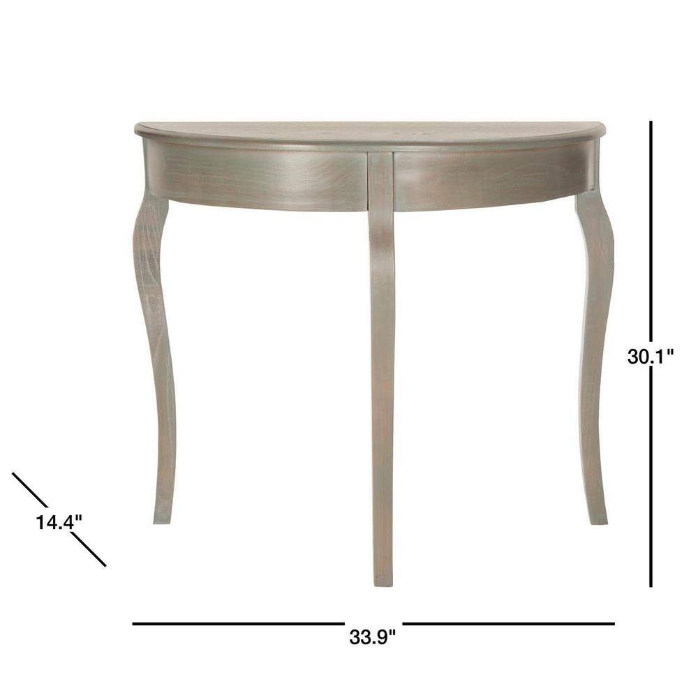 Ash Grey Elm Wood Demilune Console Table