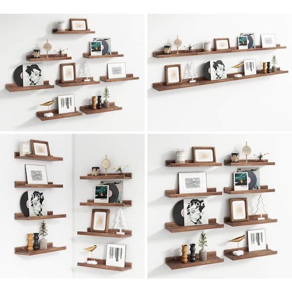 16 in. W x 4.4 in. D Walnut Floating Shelves Decorative Wall Shelf