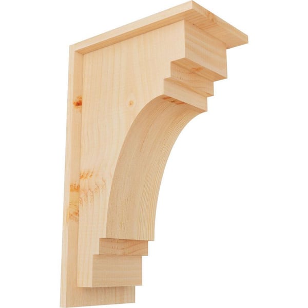 Ekena Millwork 7-1/2 in. x 12 in. x 20 in. Douglas Fir Pescadero Smooth Corbel with Backplate