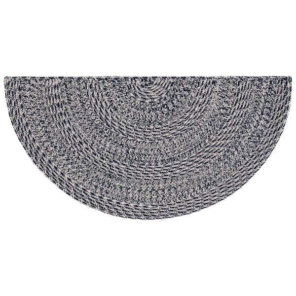 Braided 2 ft. x 4 ft. Navy/Ivory Basket Weave Washable Area Rug