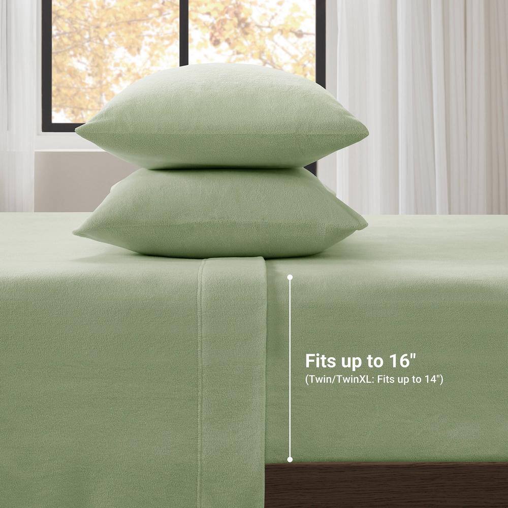 Green Plaid Twin Polyester Micro Fleece Sheet Set