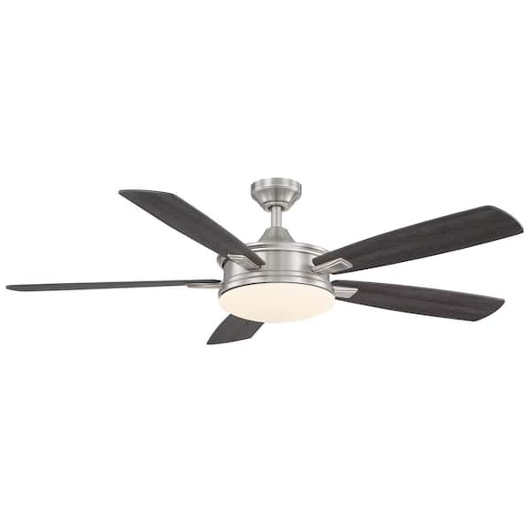 Home Decorators Collection Anselm 54 in. Integrated LED Indoor Brushed Nickel Ceiling Fan with Light Kit and Remote Control