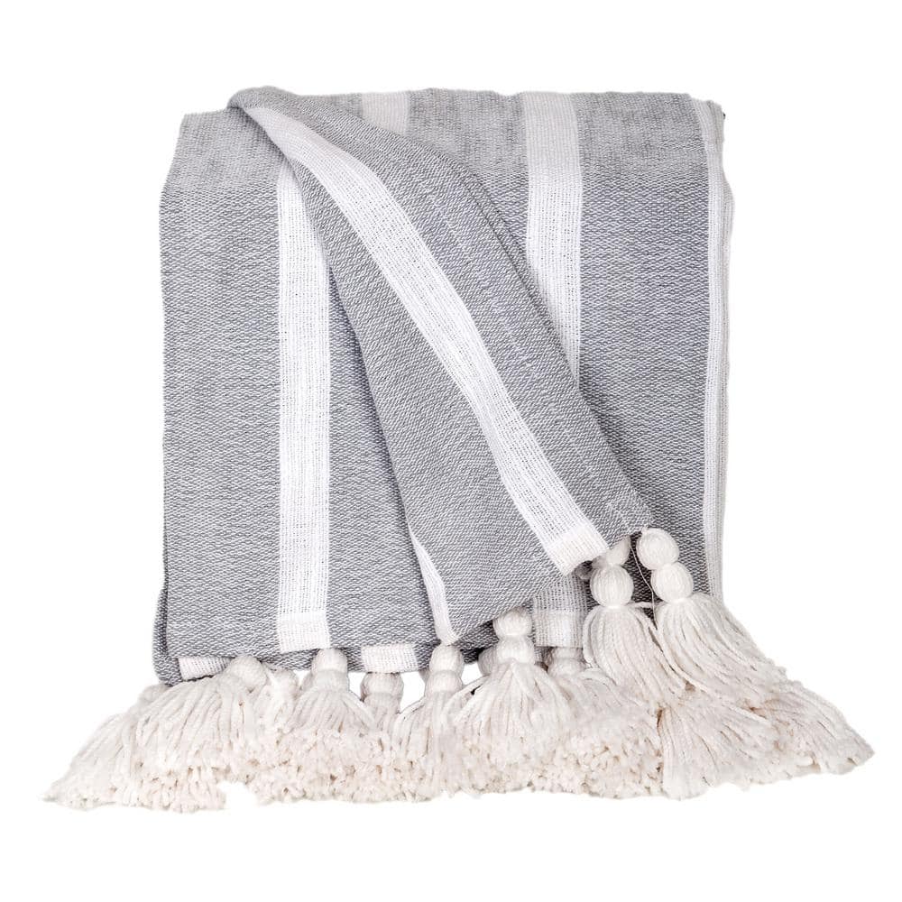 PARKLAND COLLECTION Parkland Collection’s Light Grey Cotton Slub Throw ...