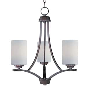 Deven 3-Light Oil Rubbed Bronze Chandelier with Satin White Shade