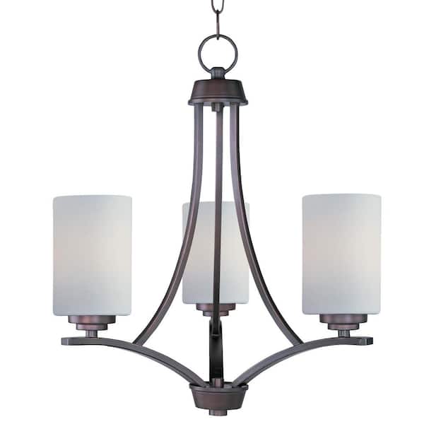 Deven 3-Light Oil Rubbed Bronze Chandelier with Satin White Shade