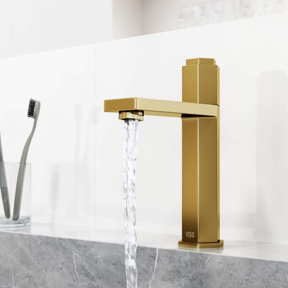 Matte Brushed Gold Single Handle Bathroom Faucet