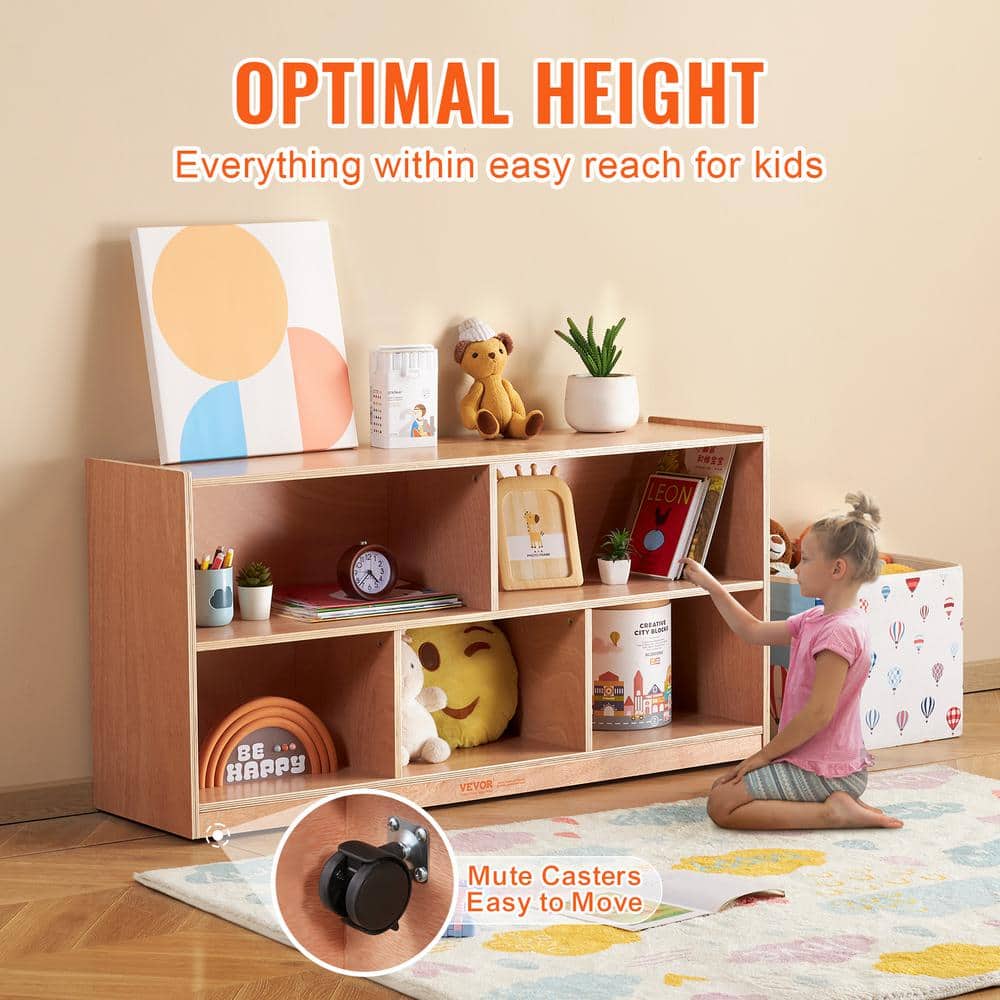 Brown Wooden Kids Toy Storage Organizer with Cubes
