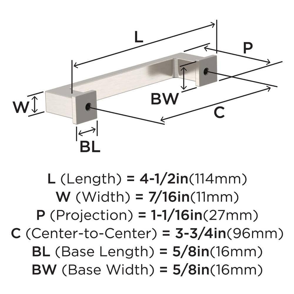 Satin Nickel 3-3/4 inch Modern Cabinet Pulls with Mounting Hardware