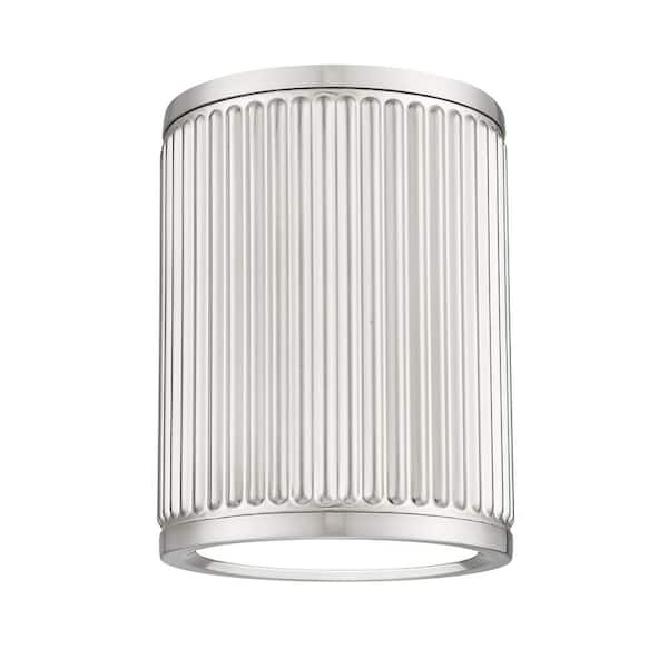 Unbranded Stari 6.25 in. Brushed Nickel Integrated LED 1 Light Flush Mount with Frosted Acrylic Shade