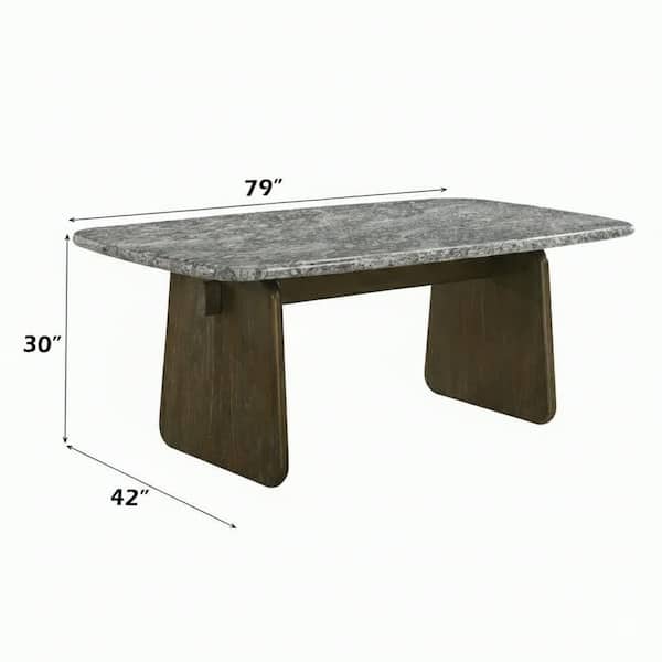 Acme Furniture Meridian Walnut Natural Marble Top 79 in. Double