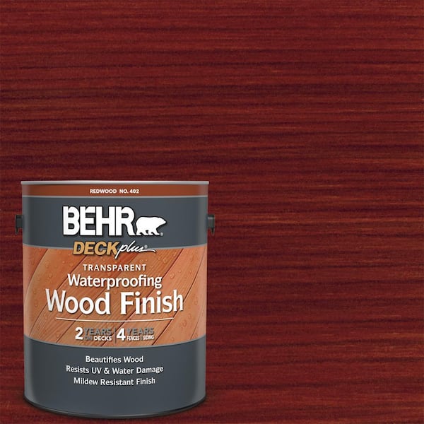 BEHR DECKplus 1 gal. Redwood Transparent Waterproofing Exterior Wood Finish