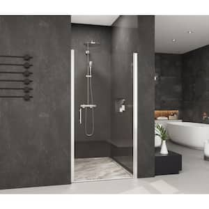 35 in. W x 72 in. H Pivot Frameless Shower Door in Chrome with 1/4 in. Clear Tempered Glass