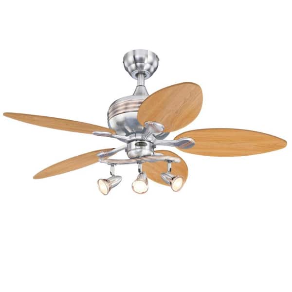Xavier 44 in. LED Brushed Nickel with Copper Accents Ceiling Fan with Light Kit