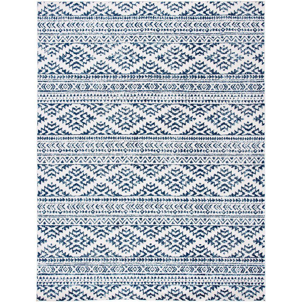 Blue Polypropylene 8 ft. x 10 ft. Geometric Indoor Area Rug