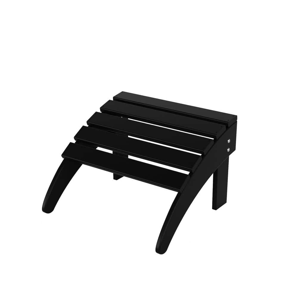 Black Poly Plastic Outdoor Folding Adirondack Ottoman