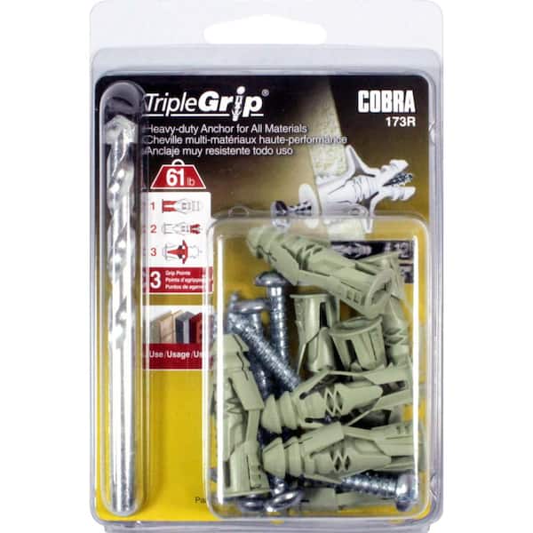 Triple Grip 12 1 3 4 In Green Anchors With Screws Pack 8 173r The Home Depot