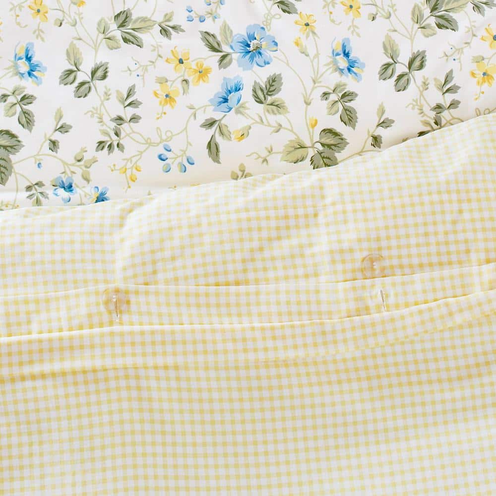 King Blue and Yellow Floral Cotton Duvet Cover Set