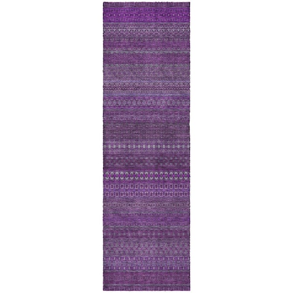 Dream Shag Premium Machine Washable Abstract ADS527 Eggplant 2 ft. x 7 ft. Runner Rug