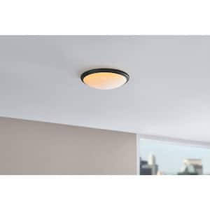 12 in. Light White and Matte Black Adjustable CCT Integrated LED Flush Mount with Interchangeable Trim