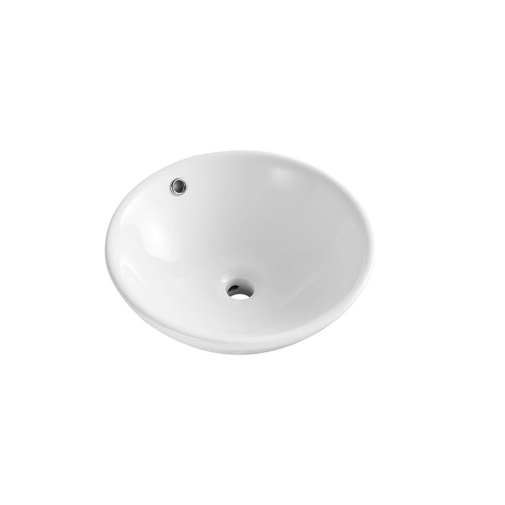 Symmetry 17" Circular White Ceramic Vessel Bathroom Sink
