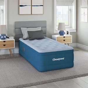 Comfort Plus Air Bed Mattress with Built-in Pump and Plush Cooling Topper, 17" Twin