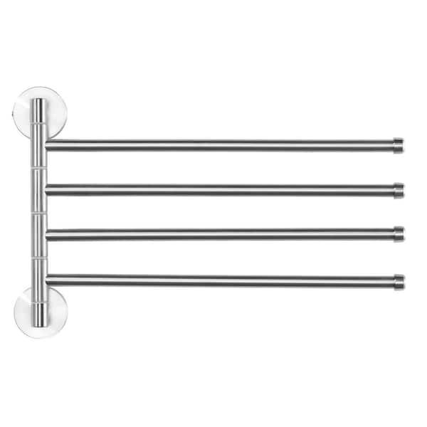 13.2 in. Wall Mounted 304 Stainless Steel 4-Arm Rotating Towel Bar for Bathroom in Brushed Nickel