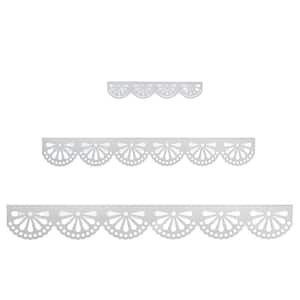 American Art Decor Scallop Metal Floating Shelves, 3 Pieces Picture Ledge Set, White - 3 in. x 5 in. x 24 in.