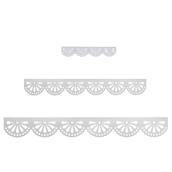 American Art Decor Scallop Metal Floating Shelves, 3 Pieces Picture Ledge Set, White - 3 in. x 5 in. x 24 in.