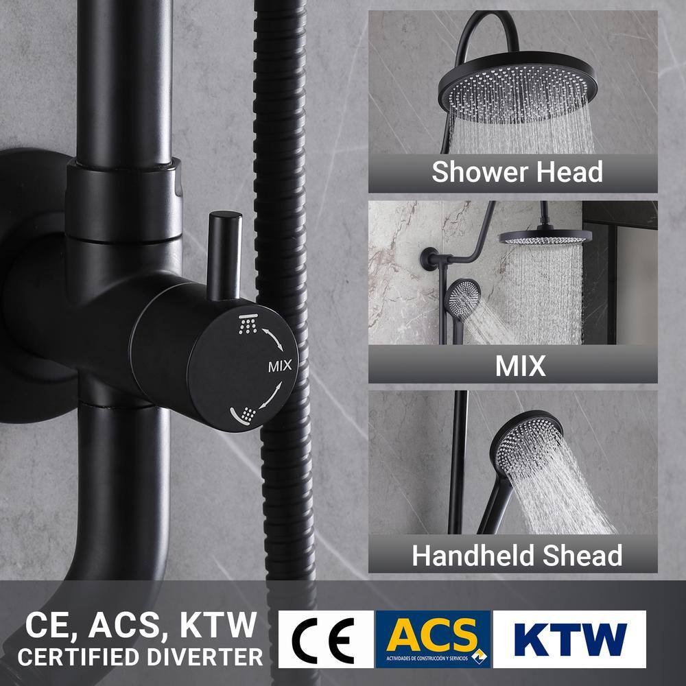 Matte Black Dual Shower Head with Handheld and Rainfall Spray