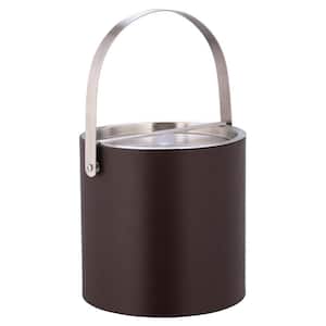 Sydney 3 qt. Chocolate Brown Ice Bucket with Brushed Chrome Arch Handle and Bridge Cover