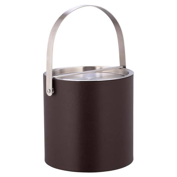 Kraftware Sydney 3 qt. Chocolate Brown Ice Bucket with Brushed Chrome