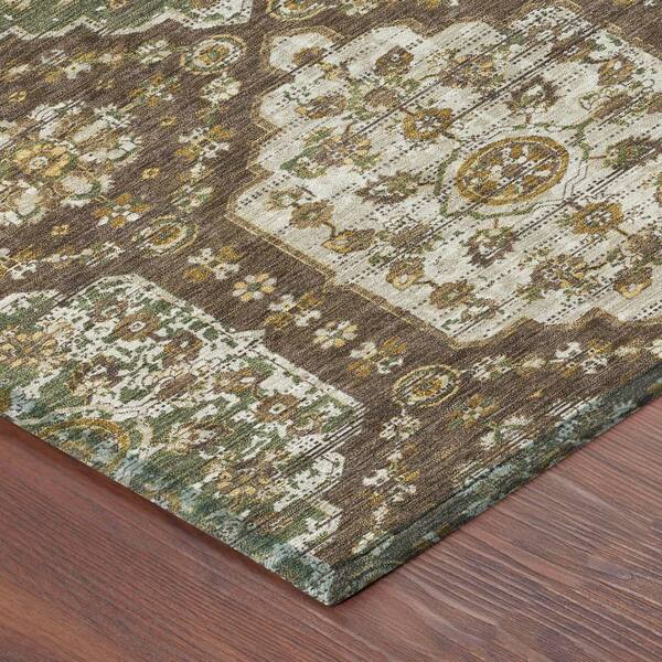 Chantille Machine Washable Indoor/Outdoor Abstract ACN2643 Chocolate 10 ft. x 14 ft. Area Rug