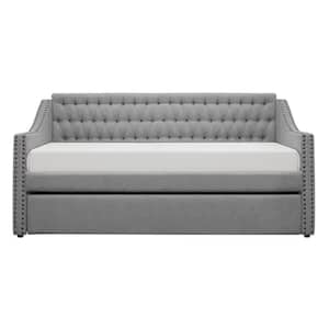 Callie Gray Fabric Upholstered Twin Daybed with Trundle
