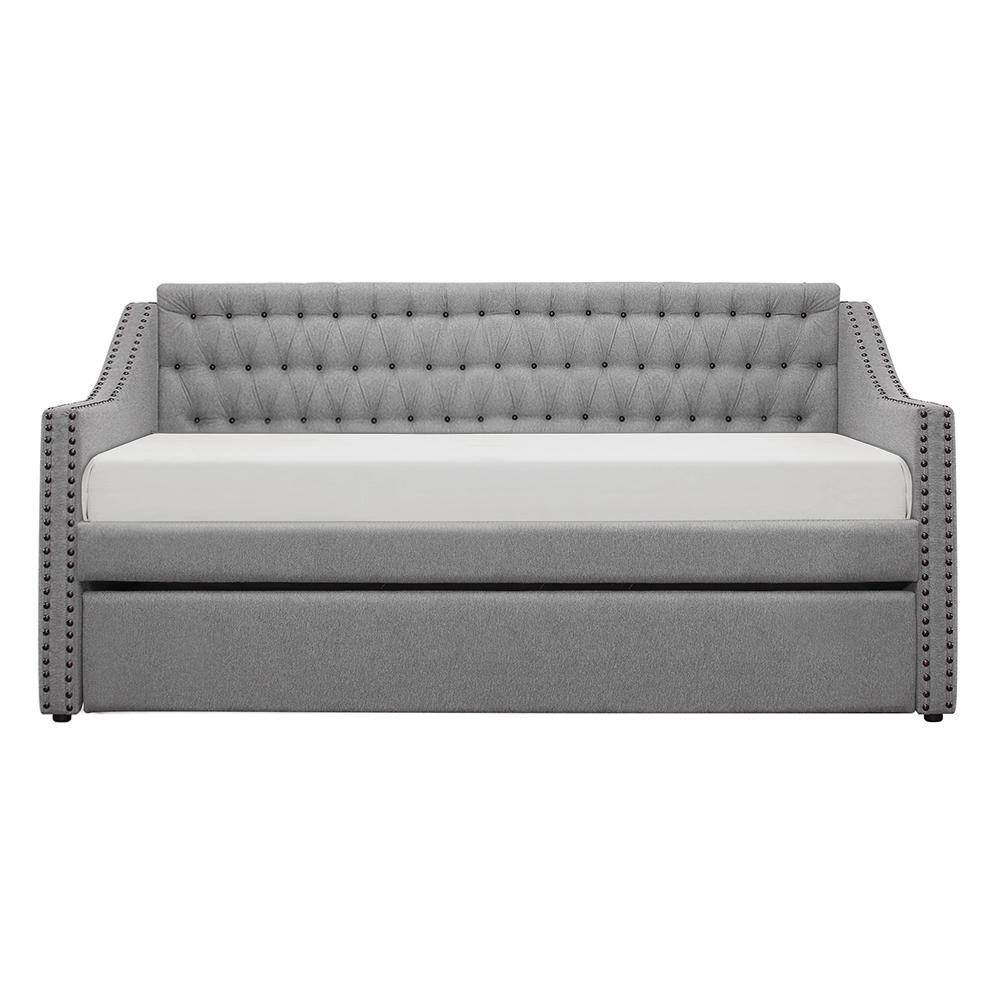 Callie Gray Fabric Upholstered Twin Daybed with Trundle