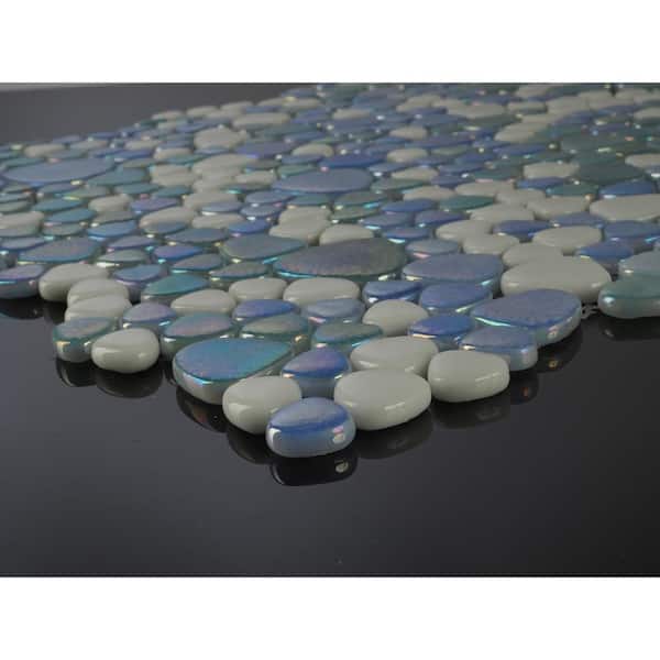 Glass Tile Love At First SightMulticolor Pebble Mosaic Glossy Glass Wall Tile