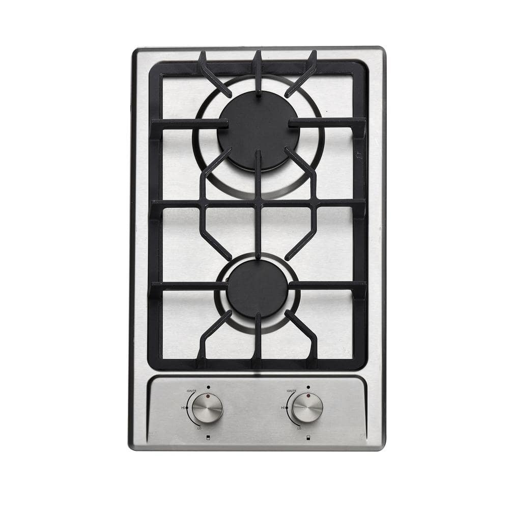 12 in. 2 Burners Gas Cooktop in Stainless Steel with flameout protection