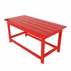 Laguna Red Outdoor All Weather Fade Resistant HDPE Plastic Rectangle Patio Furniture Coffee Table